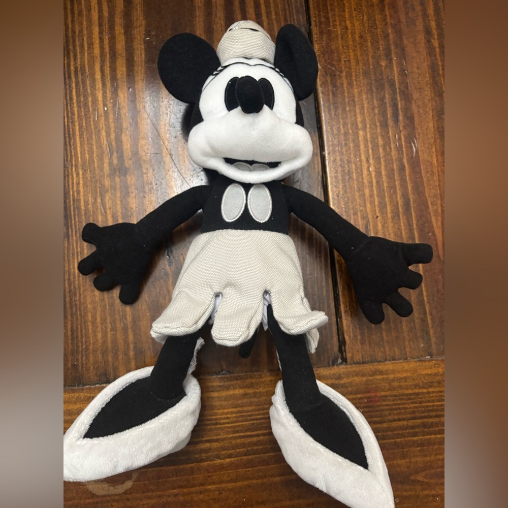 SOLD-Disney Steamboat Minnie Mouse Plush 10” Monochrome Disney100 Collectible